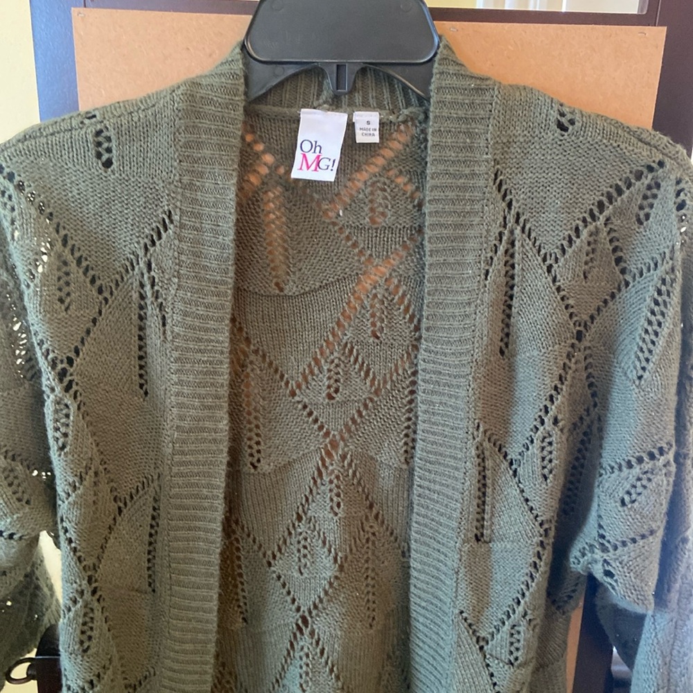 Juniors green cardigan with 3/4 sleeves S